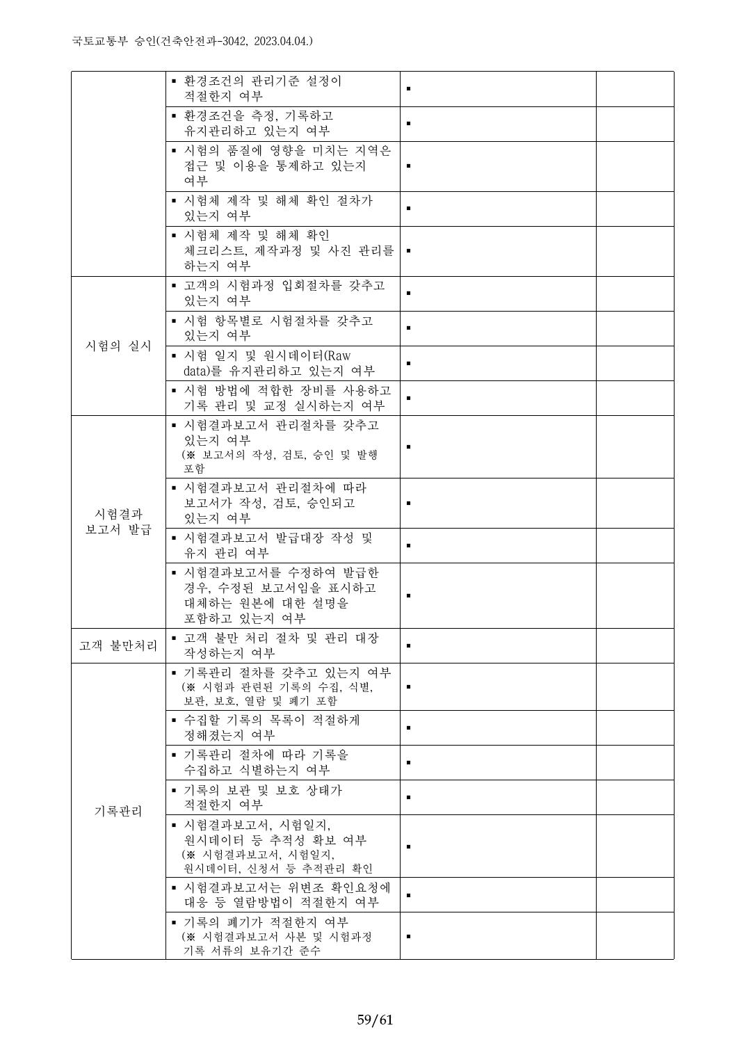 건축자재등 품질인정 및 관리 세부운영지침 p59
